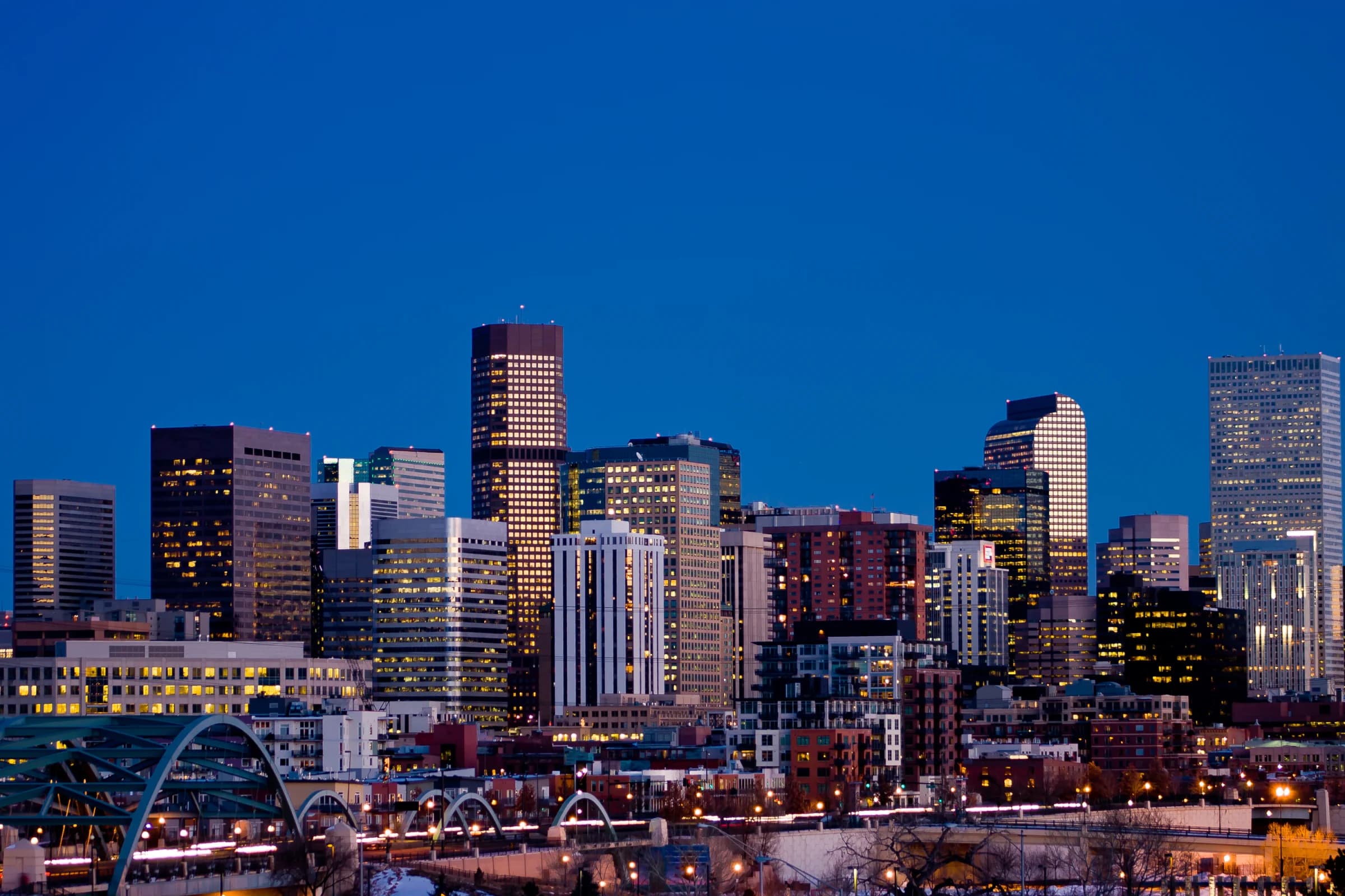 Denver skyline at dusk